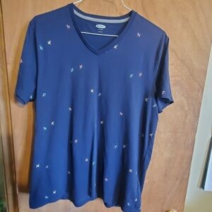 Old Navy Blue Short Sleeve Tee With Surfers. Surf Boards. Large Unisex. Navy